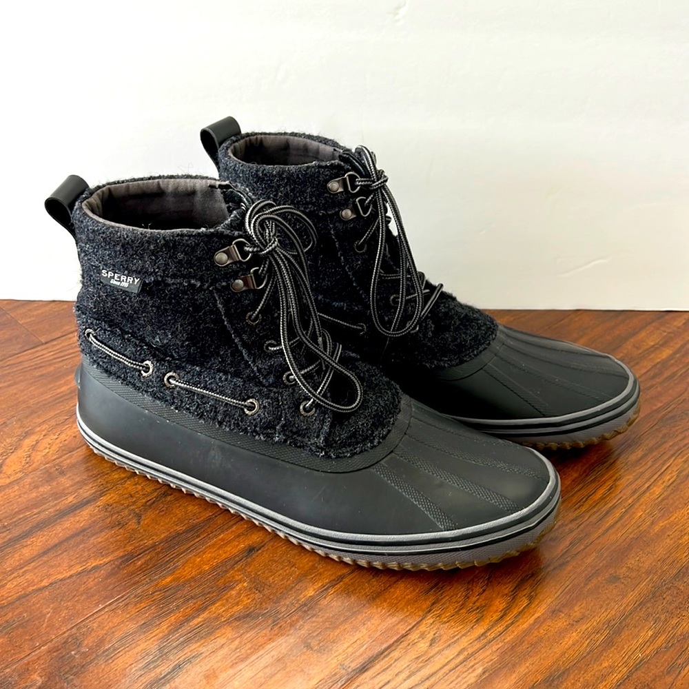 Mens Sperry Huntington Duck Boots Black Wool 13